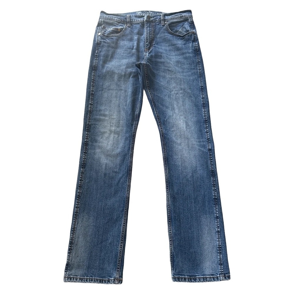Wrangler Retro Slim Straight Jeans Mens 32x36 Blue Denim WLT88BZ Western Cowoy - Picture 2 of 9